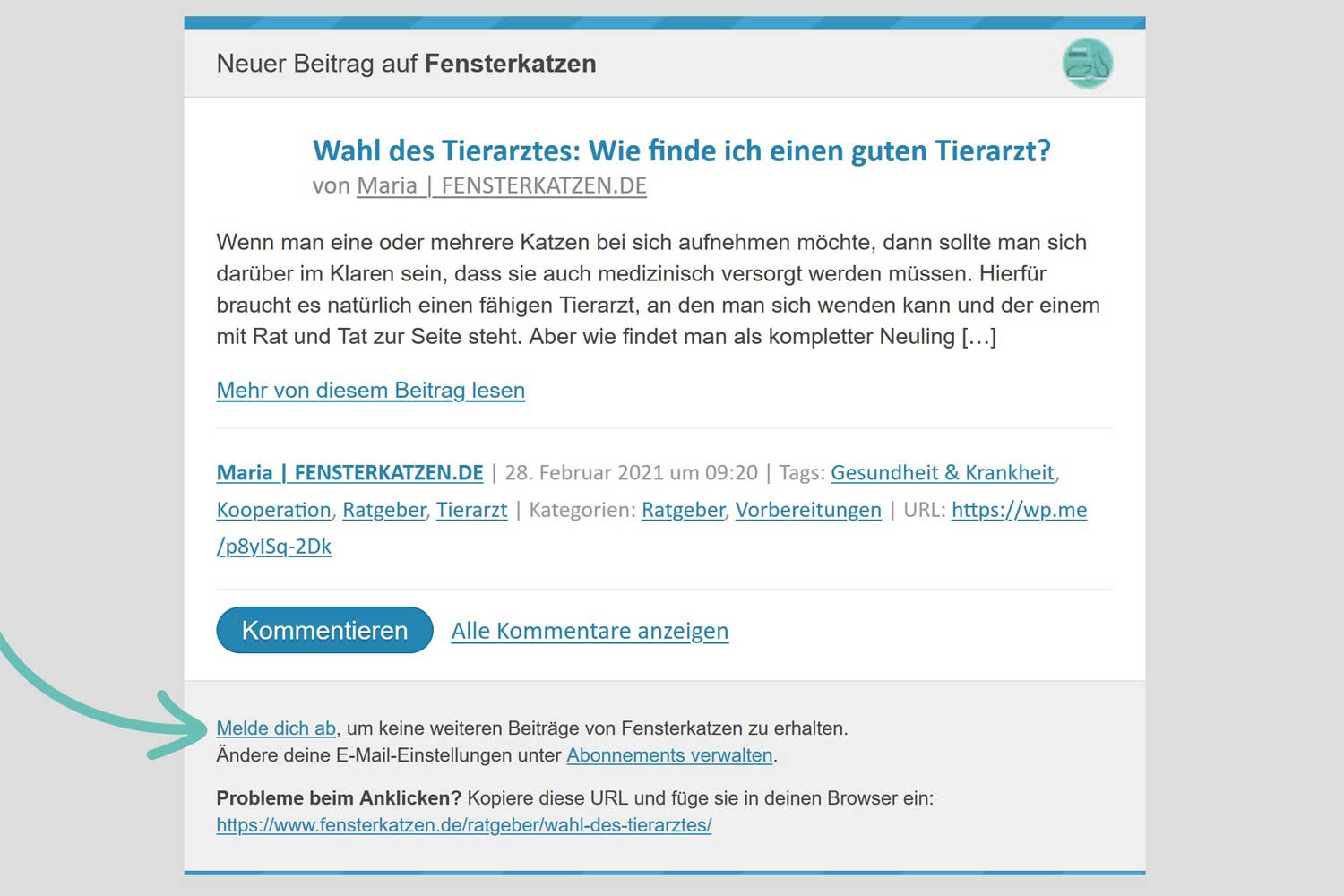 Fensterkatzen-WordPress-Mail-Neuer-Blogbeitrag